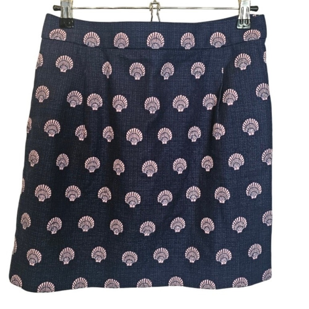 J.Crew Factory Navy Pink Seashell Mini Skirt Size 4 Pockets Summer Coastal - Picture 2 of 8